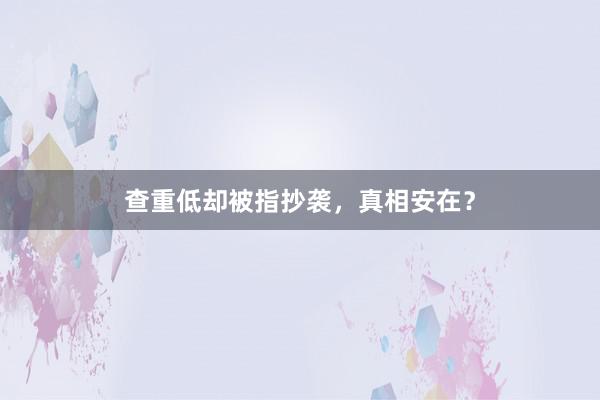 查重低却被指抄袭,真相安在?