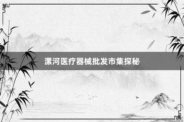 漯河医疗器械批发市集探秘